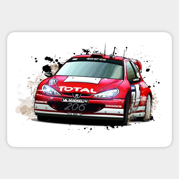 Marcus Gronholm's Peugeot 206 WRC Sticker by Mario Ramos Rally Art